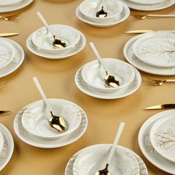 24 dalių stalo indų komplektas, baltas/oranžinis, keramika