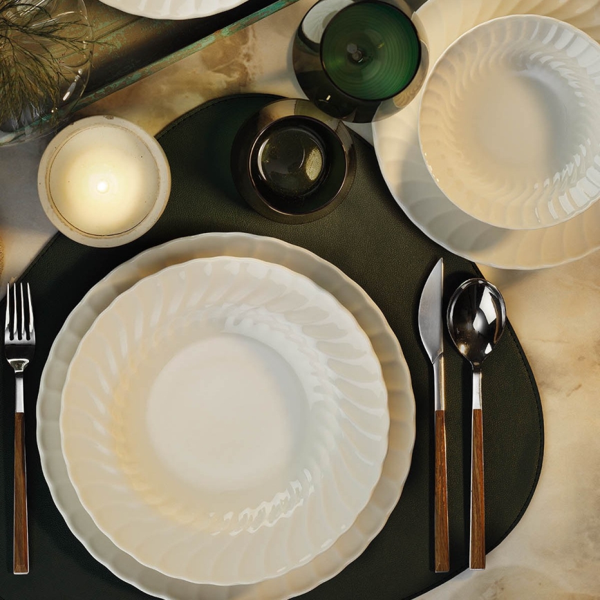 24 dalių stalo indų komplektas baltas/porcelianas