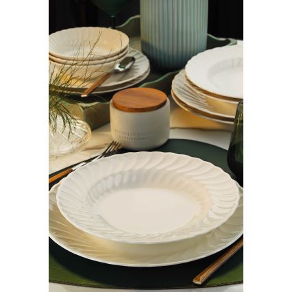 24 dalių stalo indų komplektas baltas/porcelianas