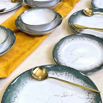 24 dalių stalo indų rinkinys balta/antracitas/keramika