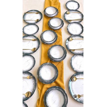 24 dalių stalo indų rinkinys balta/antracitas/keramika