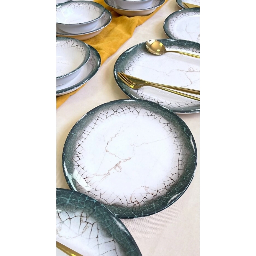 24 dalių stalo indų rinkinys balta/antracitas/keramika