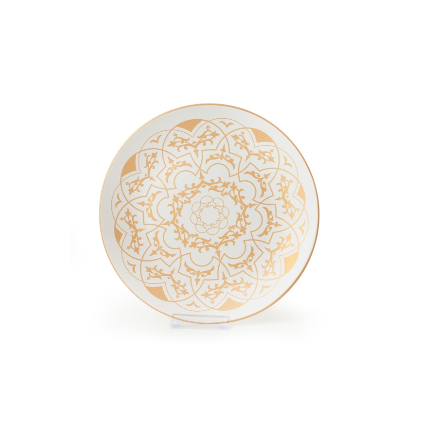 24 dalių stalo indų rinkinys, balta/auksinė, keramika