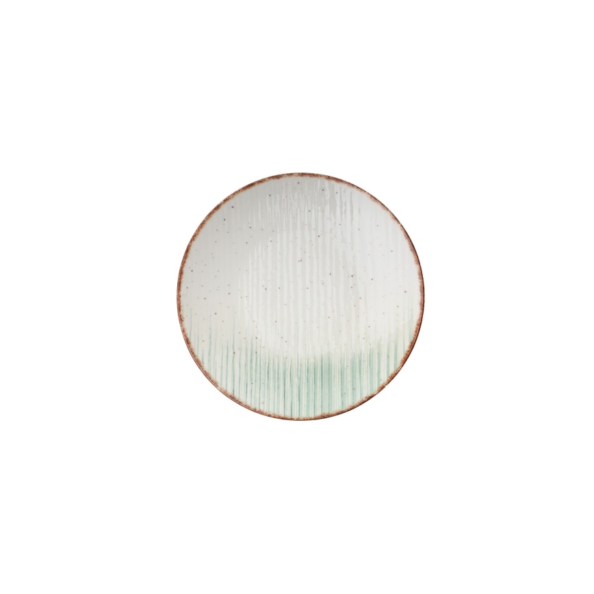 24 dalių stalo indų rinkinys, balta/žalia, porcelianas