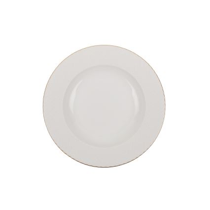 24 dalių stalo indų rinkinys, baltas/auksinis, porcelianas
