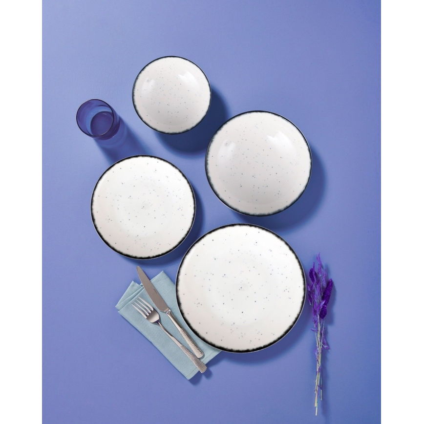 24 dalių stalo indų rinkinys, baltas/juodas, porcelianas