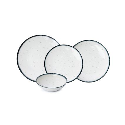 24 dalių stalo indų rinkinys, baltas/juodas, porcelianas