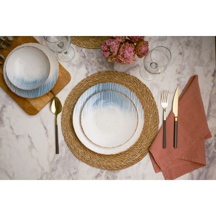 24 dalių stalo indų rinkinys, baltas/mėlynas, porcelianas