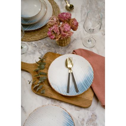 24 dalių stalo indų rinkinys, baltas/mėlynas, porcelianas