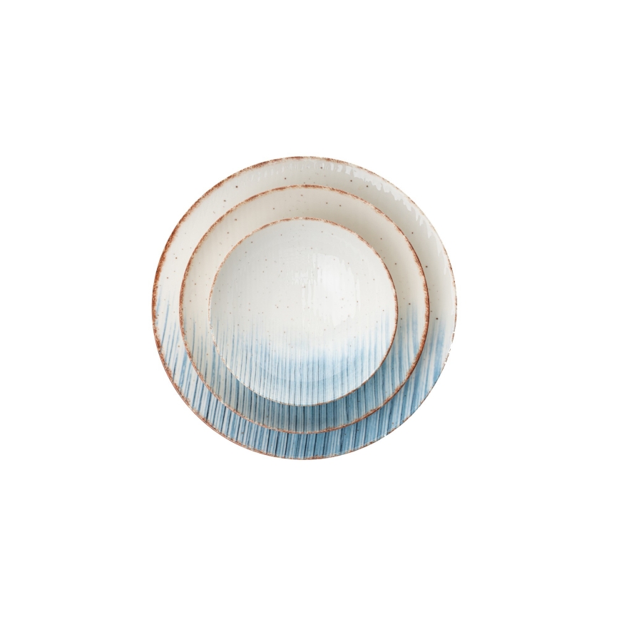 24 dalių stalo indų rinkinys, baltas/mėlynas, porcelianas