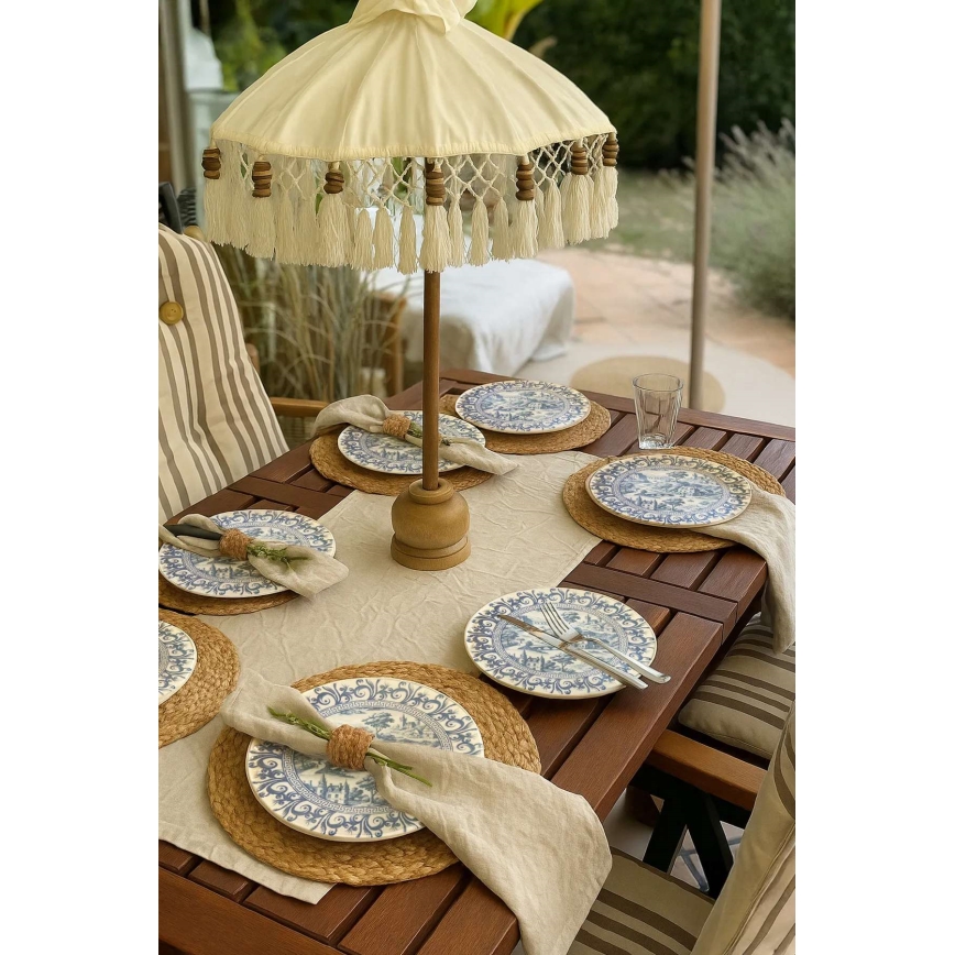 24 dalių stalo indų rinkinys, baltas/mėlynas, porcelianas