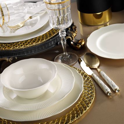 24 dalių stalo indų rinkinys, baltas, porcelianas