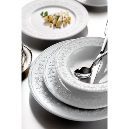 24 dalių stalo indų rinkinys – baltas, porcelianas