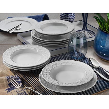 24 dalių stalo indų rinkinys – baltas, porcelianas