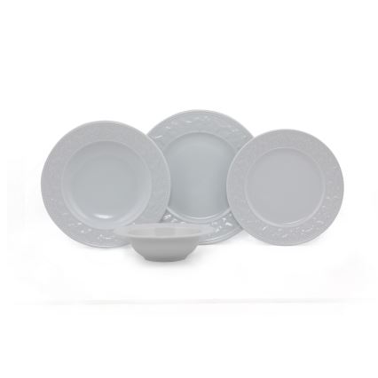 24 dalių stalo indų rinkinys – baltas, porcelianas