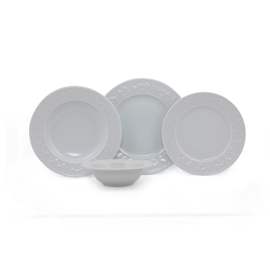 24 dalių stalo indų rinkinys – baltas, porcelianas