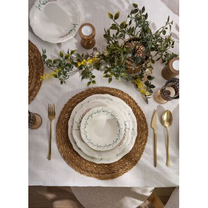 24 dalių stalo indų rinkinys baltas/žalias/porcelianinis