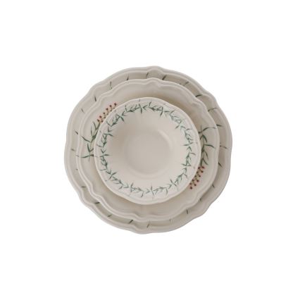 24 dalių stalo indų rinkinys baltas/žalias/porcelianinis