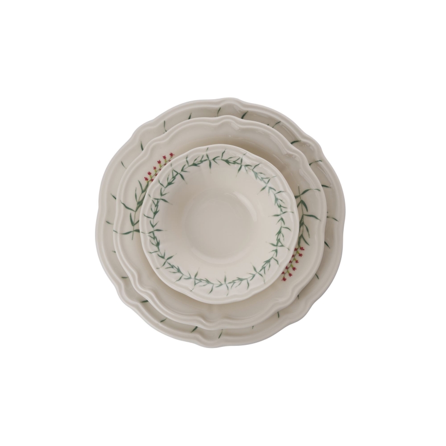 24 dalių stalo indų rinkinys baltas/žalias/porcelianinis