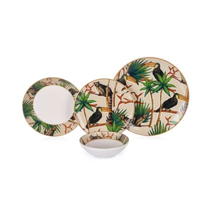 24 dalių stalo indų rinkinys, įvairiaspalvis/keramika