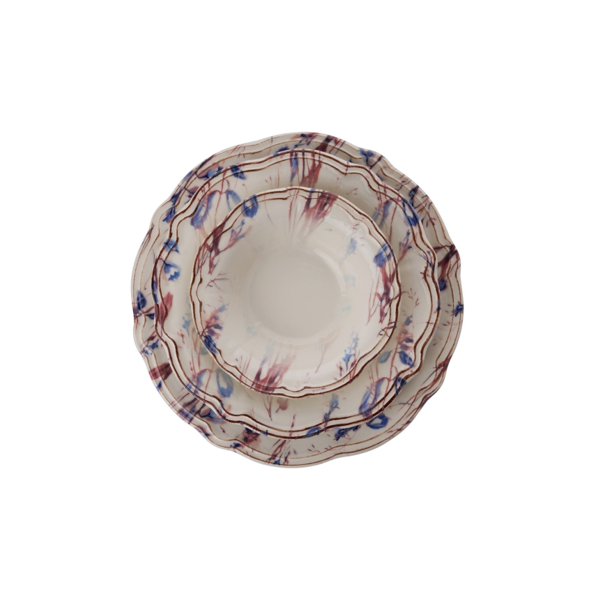 24 dalių stalo indų rinkinys įvairiaspalvis/porcelianas