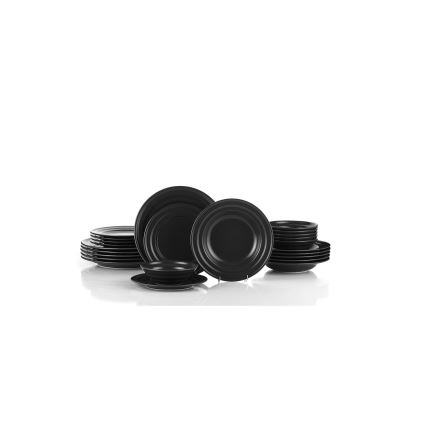 24 dalių stalo indų rinkinys, juodas/porcelianas