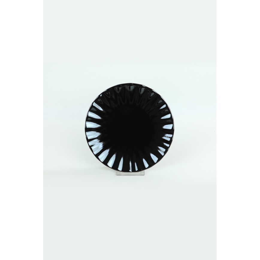 24 dalių stalo indų rinkinys, juodos spalvos / iš akmens masės