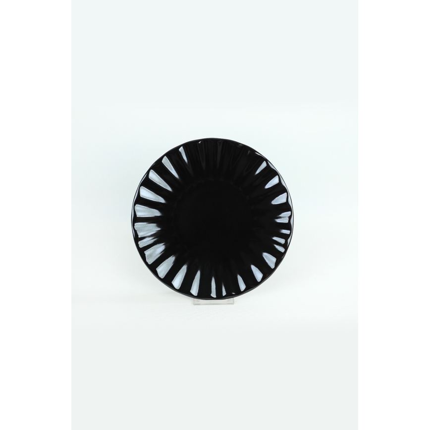 24 dalių stalo indų rinkinys, juodos spalvos / iš akmens masės