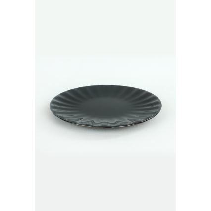 24 dalių stalo indų rinkinys, juodos spalvos / iš akmens masės