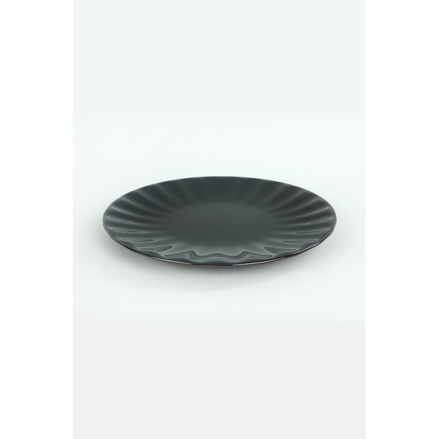 24 dalių stalo indų rinkinys, juodos spalvos / iš akmens masės