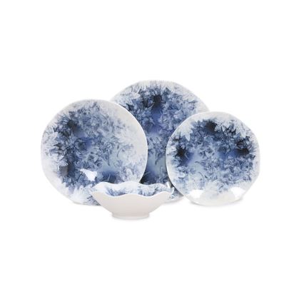 24 dalių stalo indų rinkinys mėlynas/porcelianas