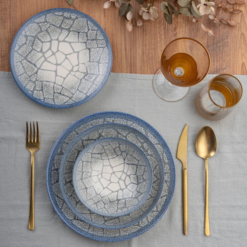 24 dalių stalo indų rinkinys, mėlynas, porcelianas