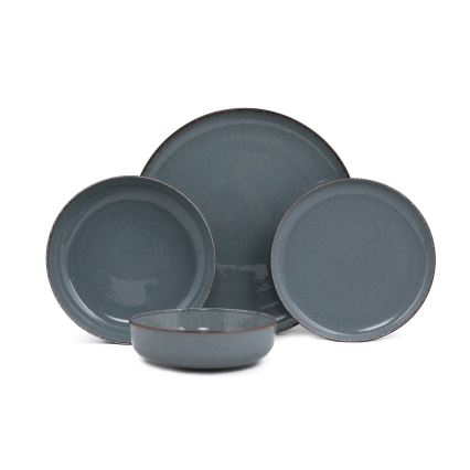 24 dalių stalo indų rinkinys, mėlynas/porcelianas