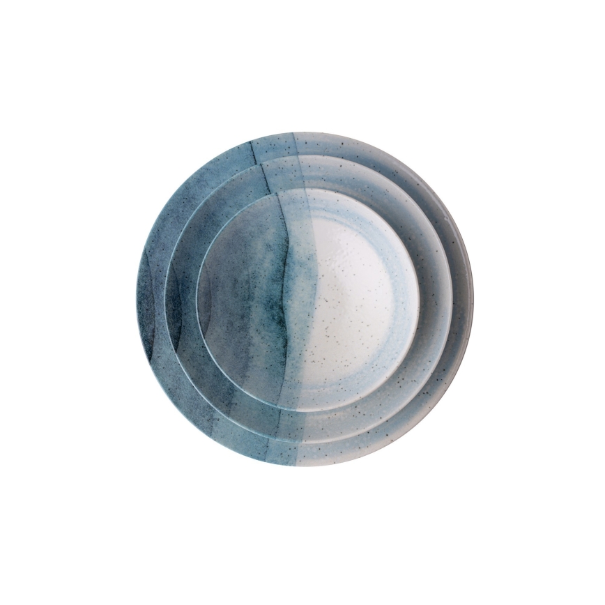 24 dalių stalo indų rinkinys, mėlynos/kreminės spalvos, porcelianinis