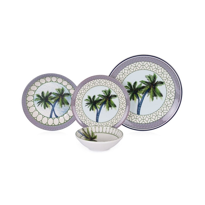 24 dalių stalo indų rinkinys, ryškiaspalvis/keramika