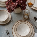 24 dalių stalo indų rinkinys, smėlio/rudos spalvos, porcelianas