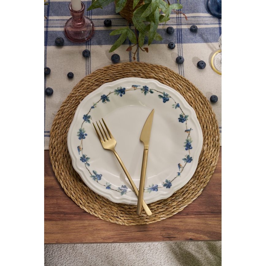 24 dalių stalo indų rinkinys — balta/mėlyna/porcelianas