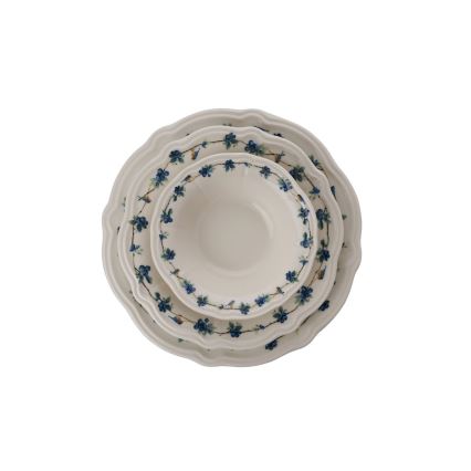 24 dalių stalo indų rinkinys — balta/mėlyna/porcelianas