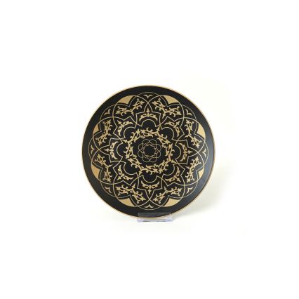 24 dalių stalo indų rinkinys — juodos ir auksinės spalvos, keramika