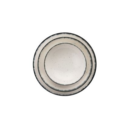 24 dalių valgomojo indų rinkinys — baltas/juodas, iš porceliano