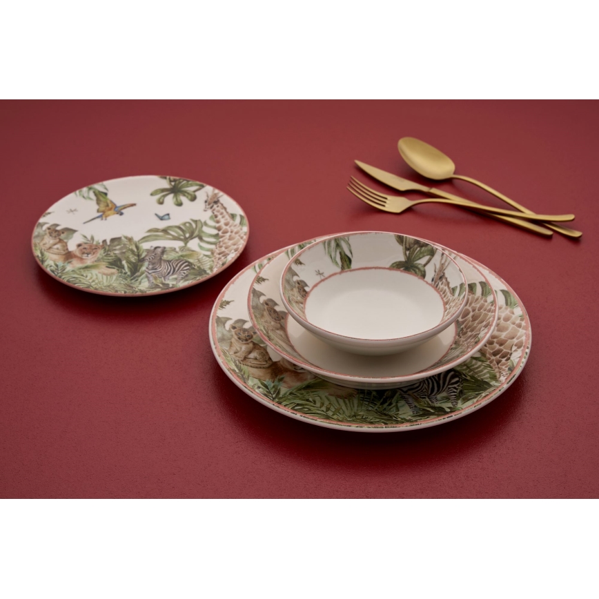 24 vnt. spalvingas stalo indų rinkinys/keramika