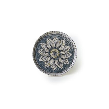 24 vnt. stalo indų rinkinys mėlynas/kreminis/akmens masės