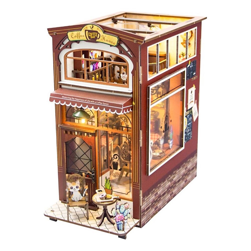 2Kids Toys - 3D dėlionė LED knygų laikiklis Kavinė 2xAAA