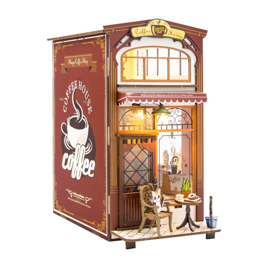 2Kids Toys - 3D dėlionė LED knygų laikiklis Kavinė 2xAAA