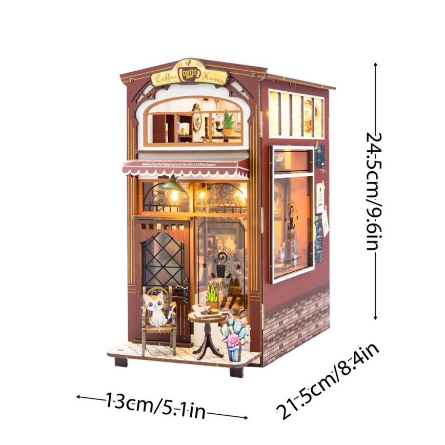 2Kids Toys - 3D dėlionė LED knygų laikiklis Kavinė 2xAAA
