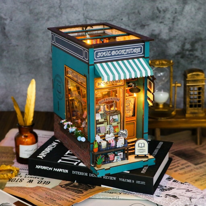 2Kids Toys - 3D dėlionė LED knygų laikiklis Knygų parduotuvė Siela 2xAAA