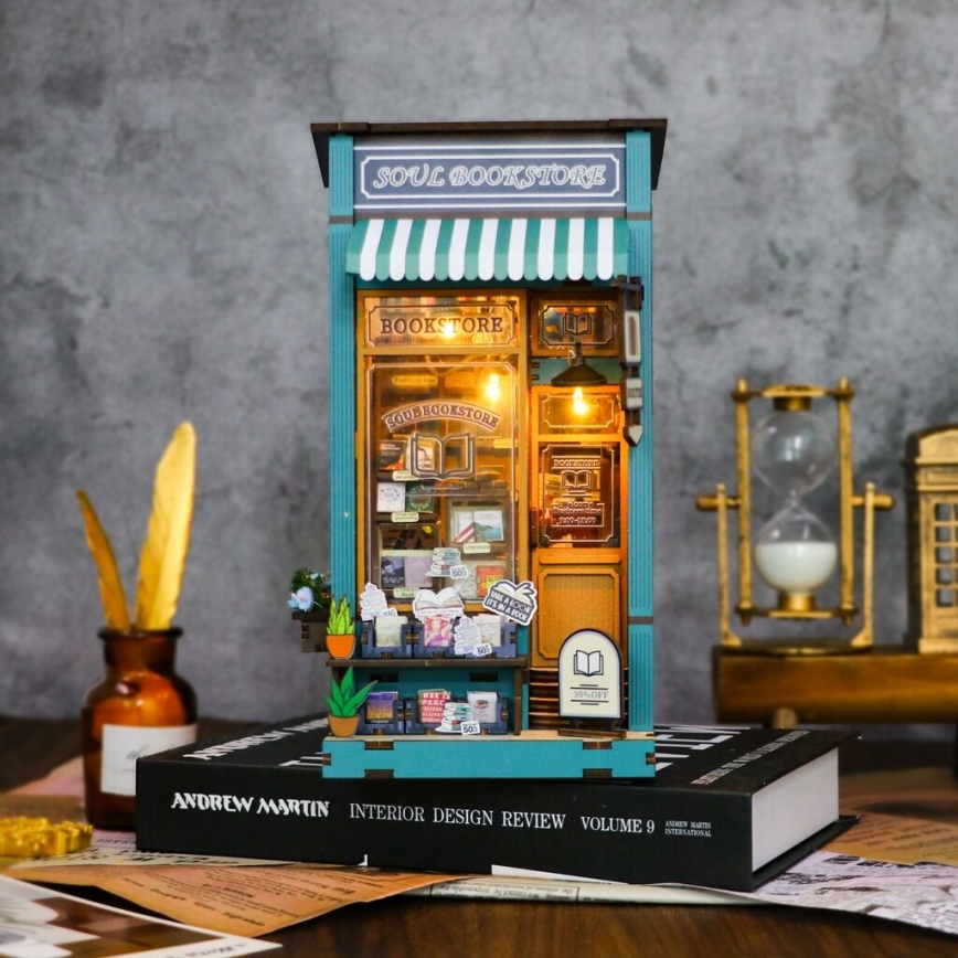 2Kids Toys - 3D dėlionė LED knygų laikiklis Knygų parduotuvė Siela 2xAAA