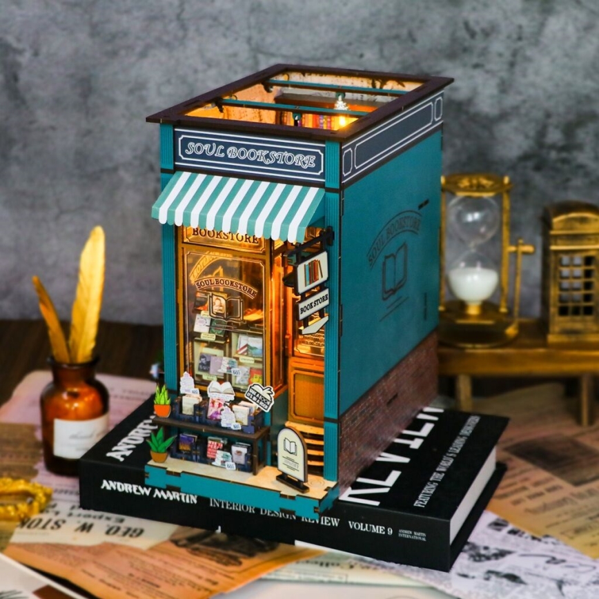 2Kids Toys - 3D dėlionė LED knygų laikiklis Knygų parduotuvė Siela 2xAAA