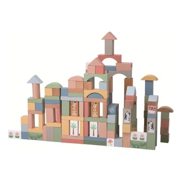 2Kids Toys - Medinės kaladėlės Safari su gyvūnais 120 vnt.