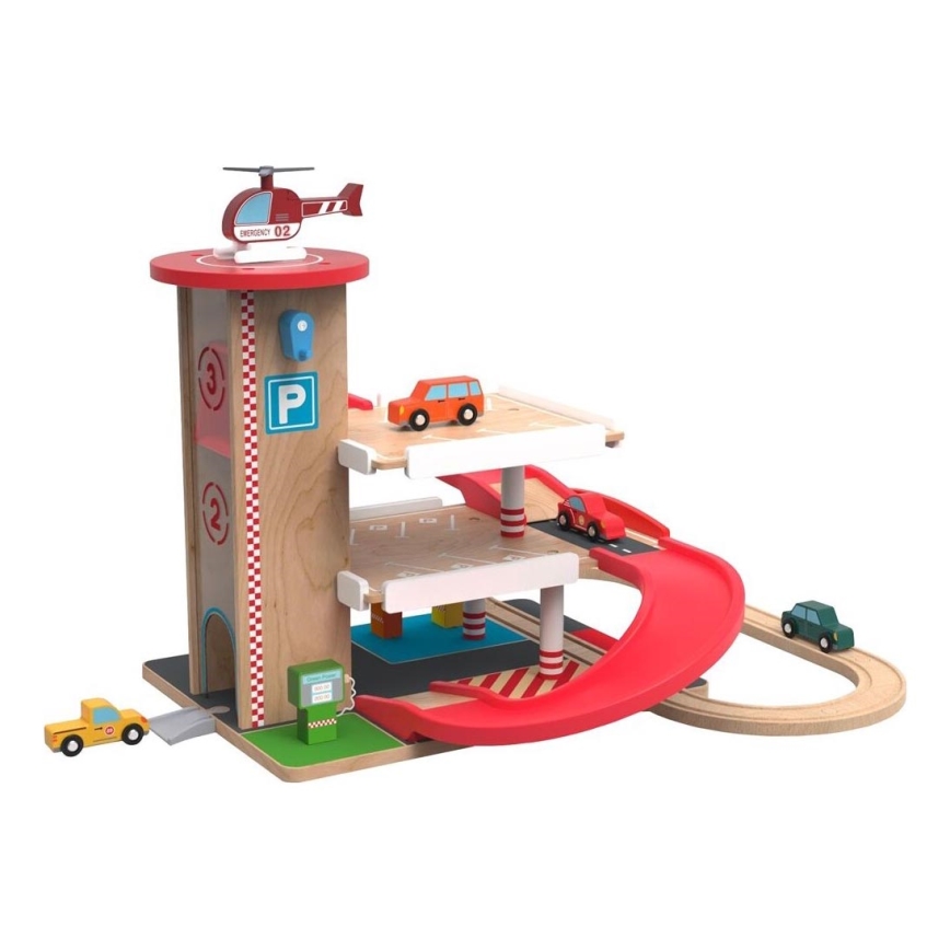 2Kids Toys - Medinis garažas su traukiniu
